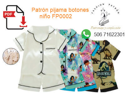 Patrón pijama botones para niño/a